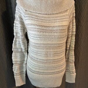 White House Black Market Textured Gray Cowl Neck Sweater